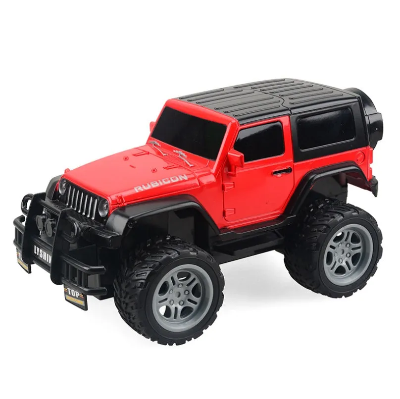 Children's plastic four-way remote control off-road car with flashing lights in green