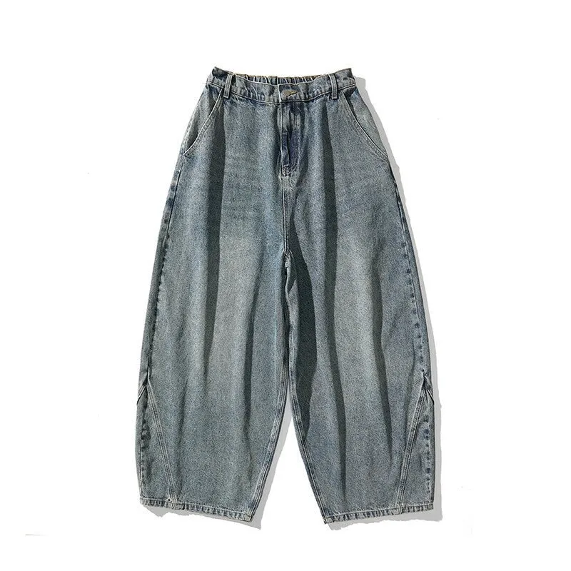 Men's plus size baggy jeans in cotton denim with straight leg opening