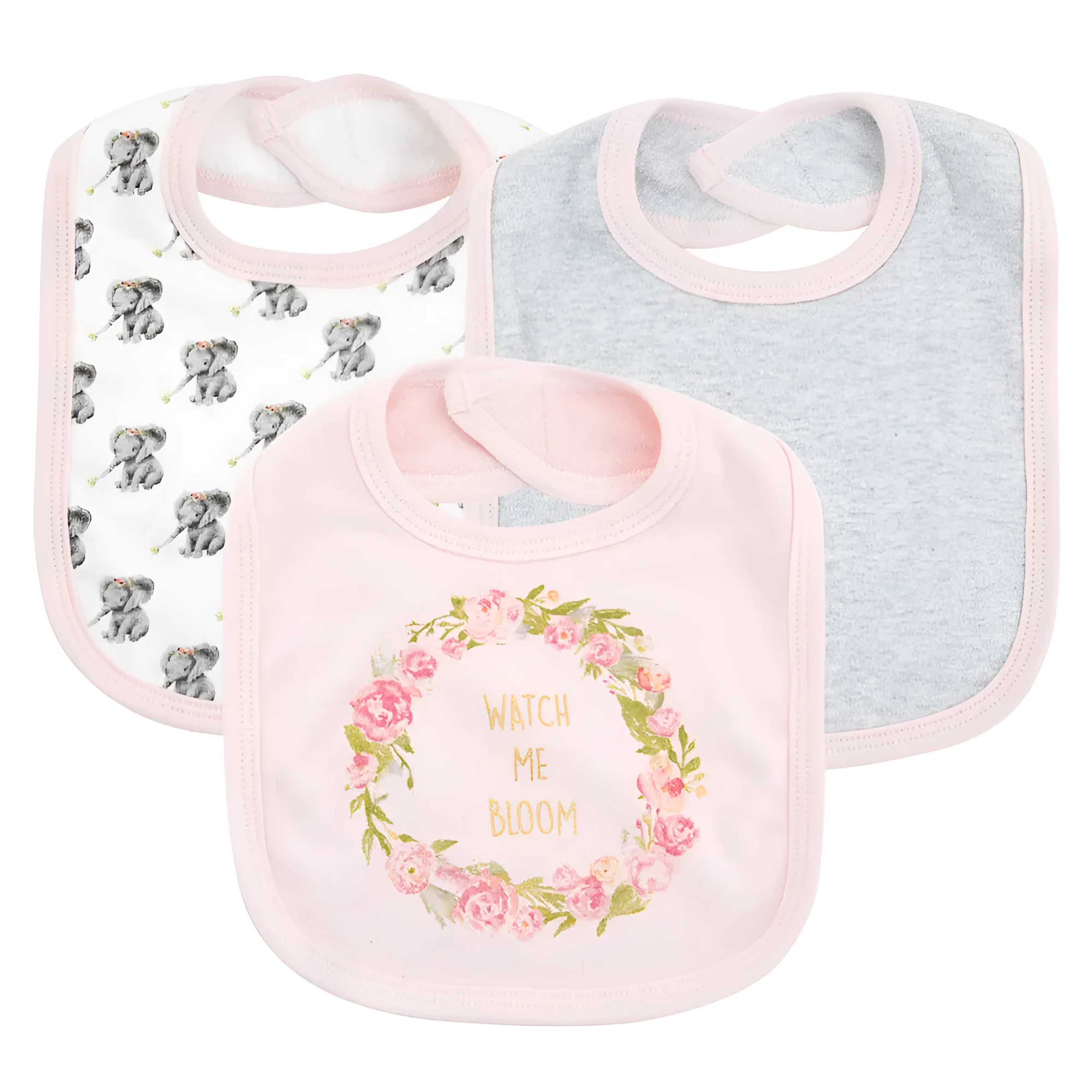 Cotton baby bib with three drool towels set for infants 0-1 years, two colour styles, 80g each