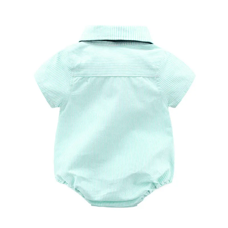 Green cotton triangle climbing romper with detachable hood for infant boys