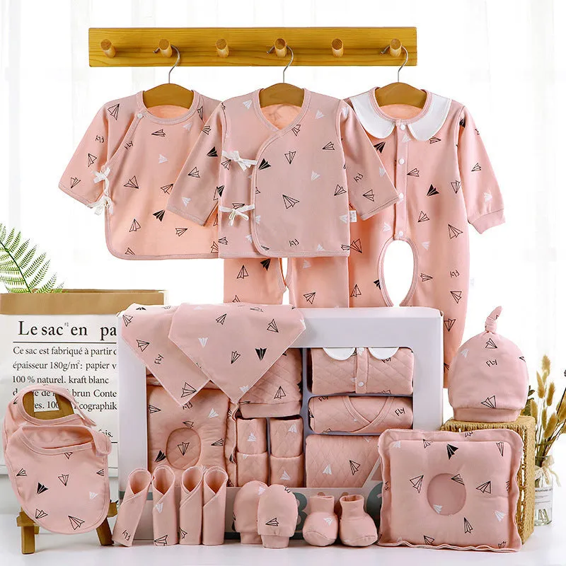 Baby gift box set pure cotton newborn clothes Chinese style 22 piece in pink and blue