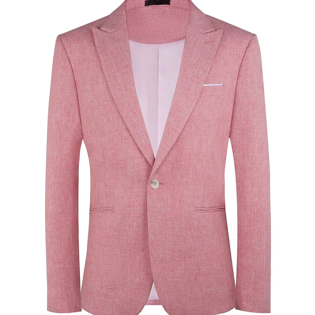 Men's Western style casual blazer in pink or light blue with two-button front