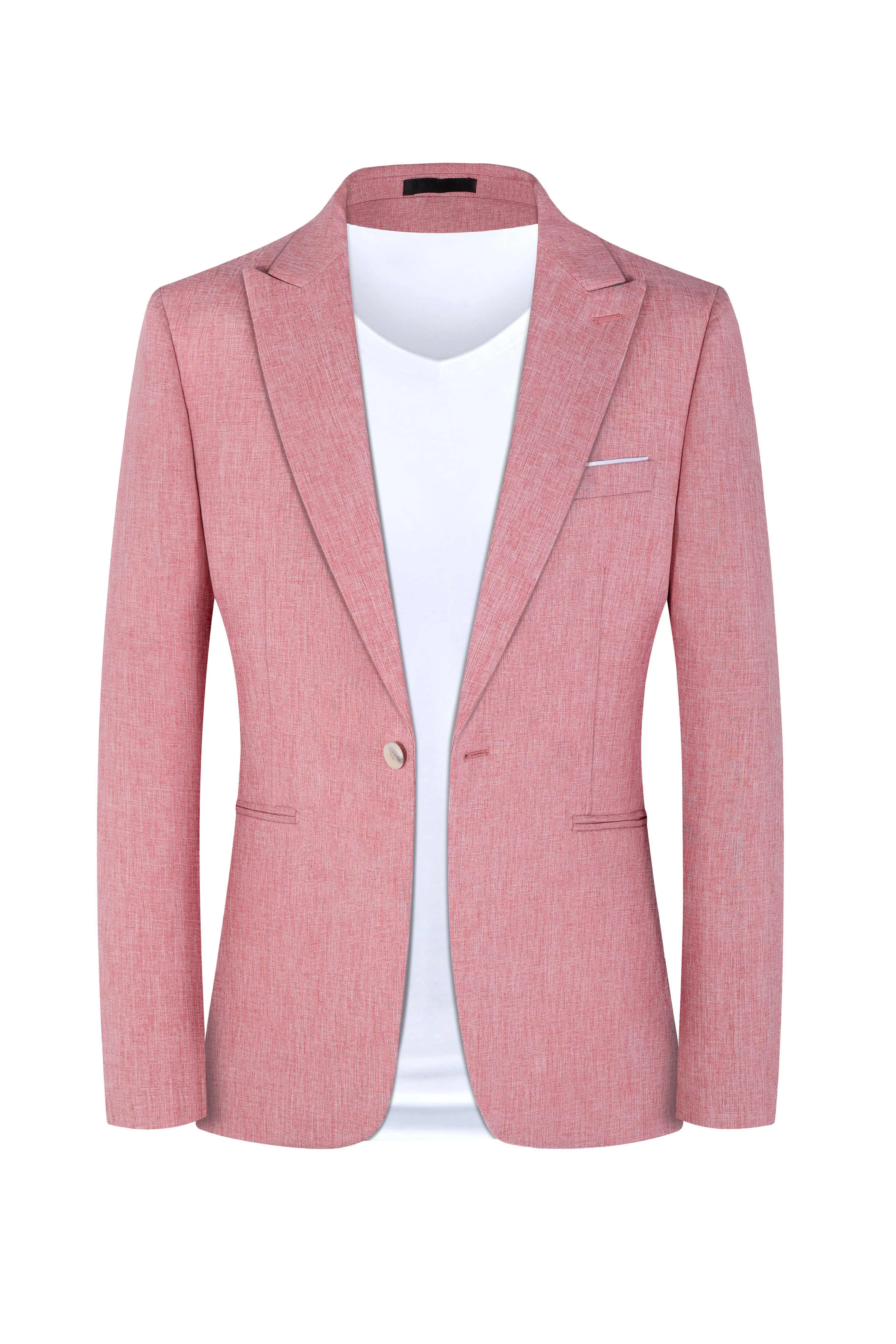 Men's Western style casual blazer in pink or light blue with two-button front