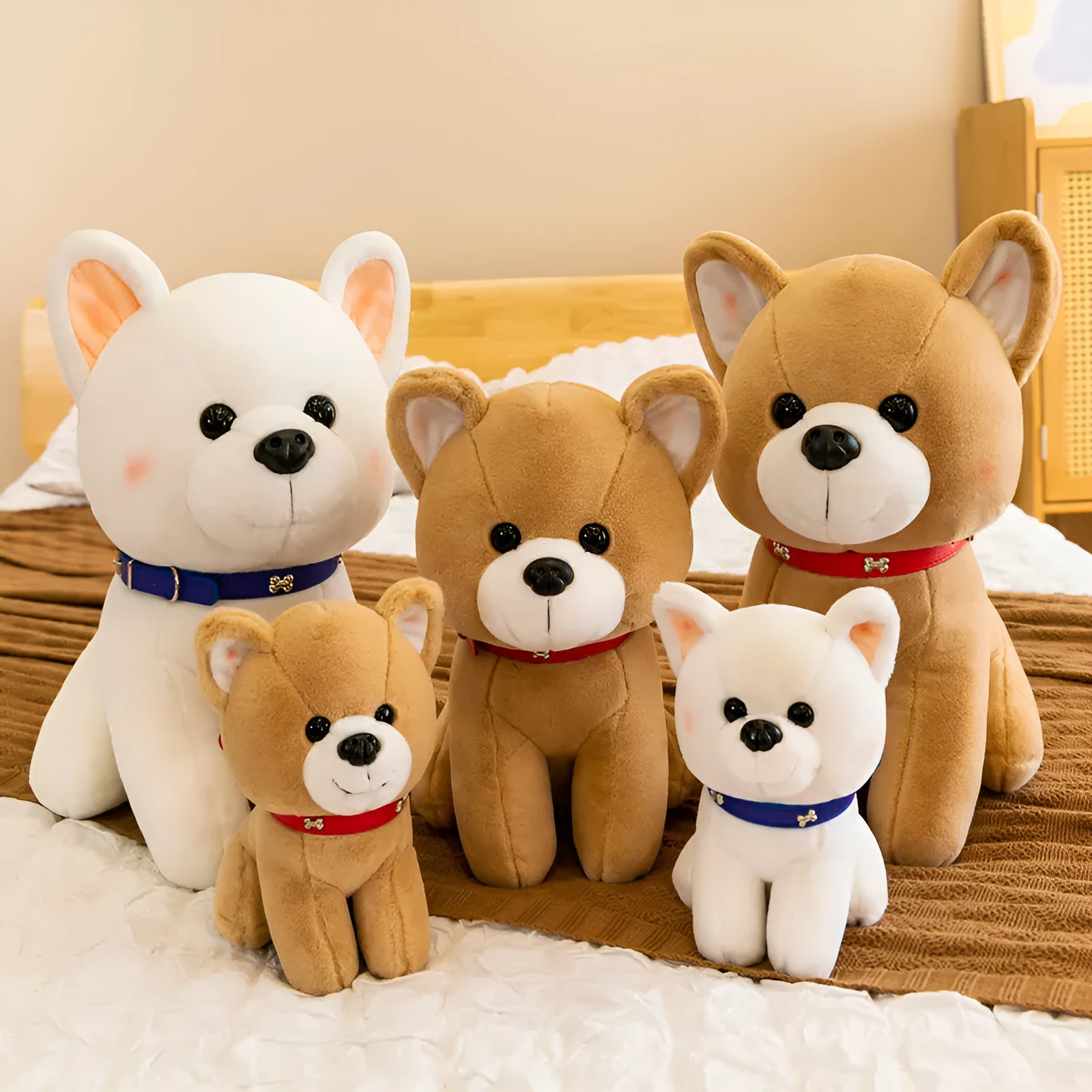 Cartoon cute puppy plush toy in brown colour, 25cm height, with PP cotton filling