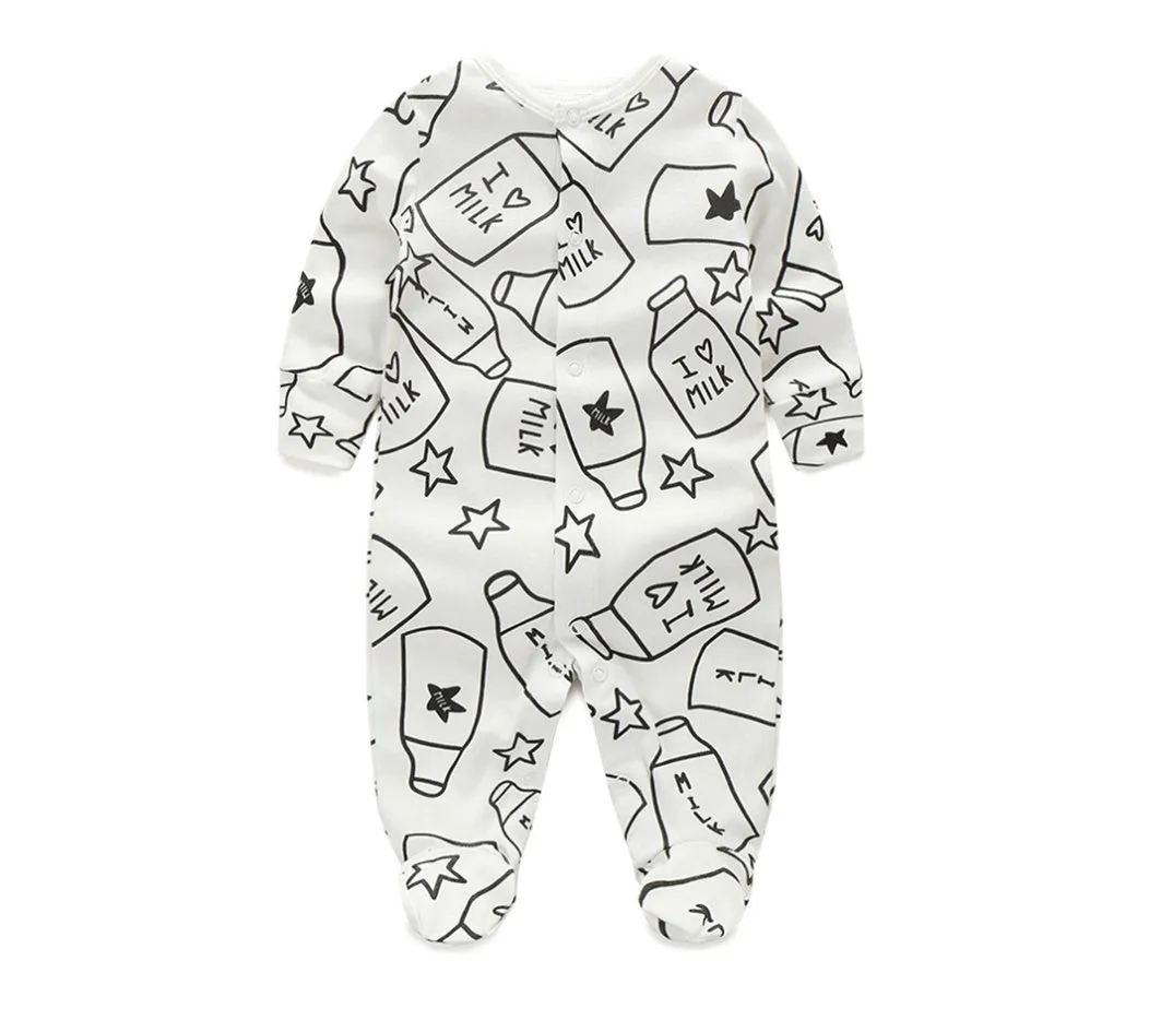 Children's 100% cotton long sleeve clothes set in white for spring and autumn