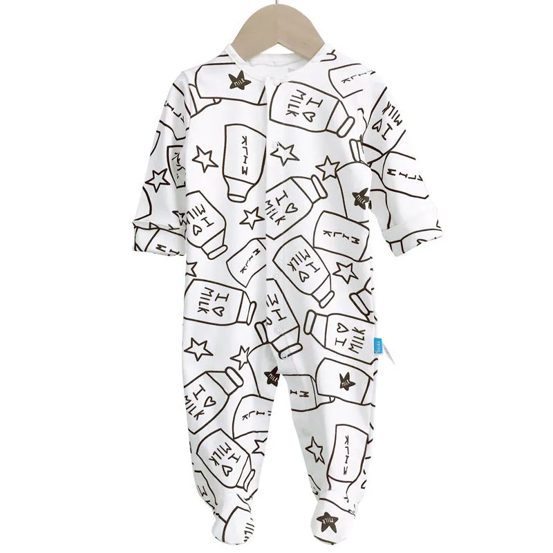 Children's 100% cotton long sleeve clothes set in white for spring and autumn