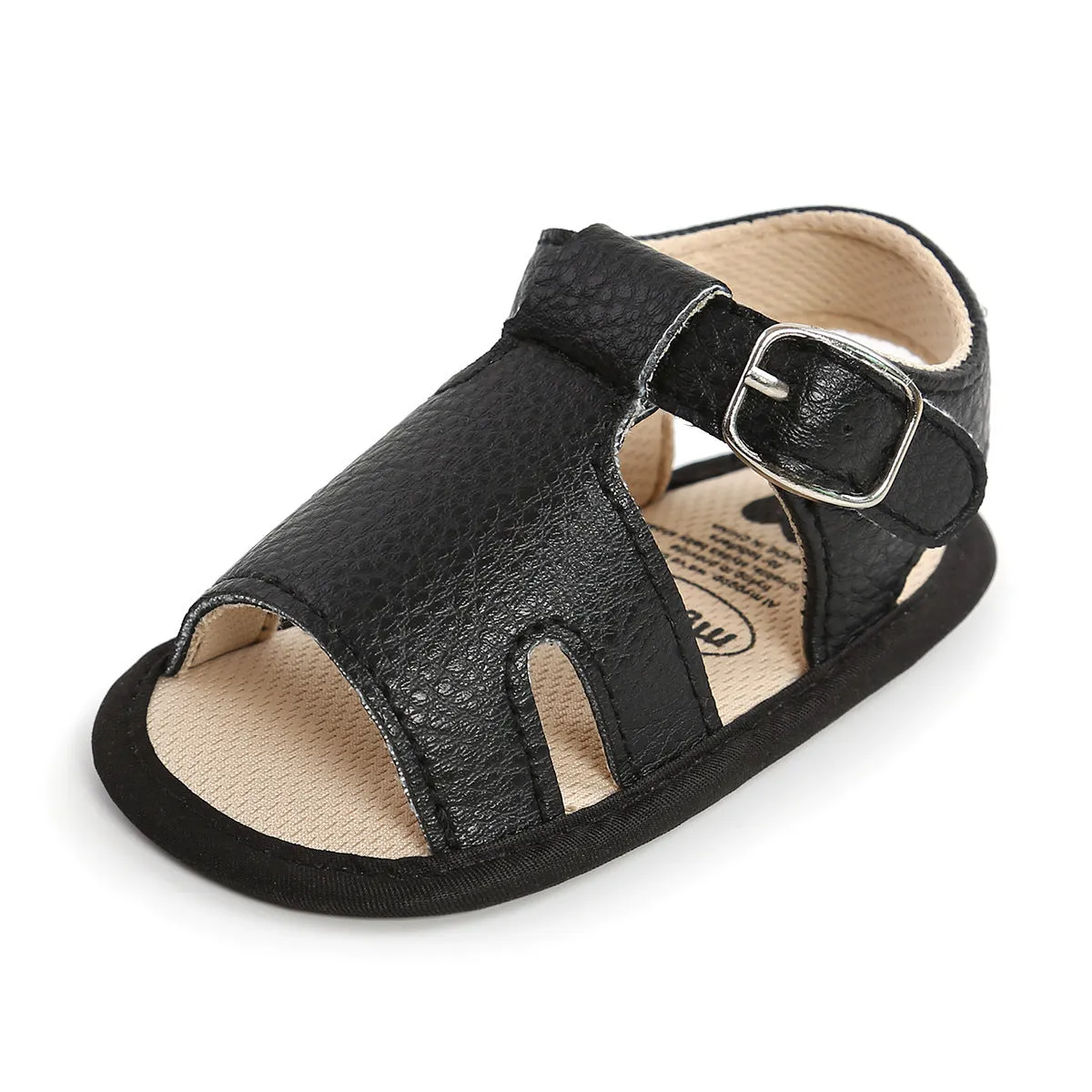 Summer baby sandals toddler shoes synthetic leather non-slip sole plain design available in multiple colours
