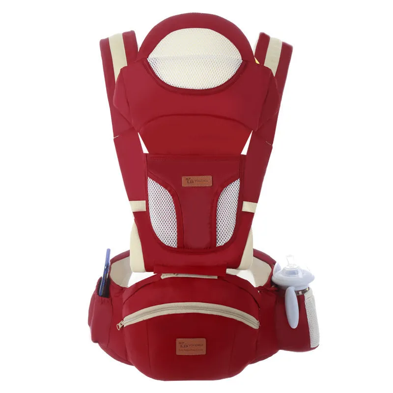 Ergonomic baby carrier 0-48 months with hipseat, front facing mode, polyester construction, 15kg capacity