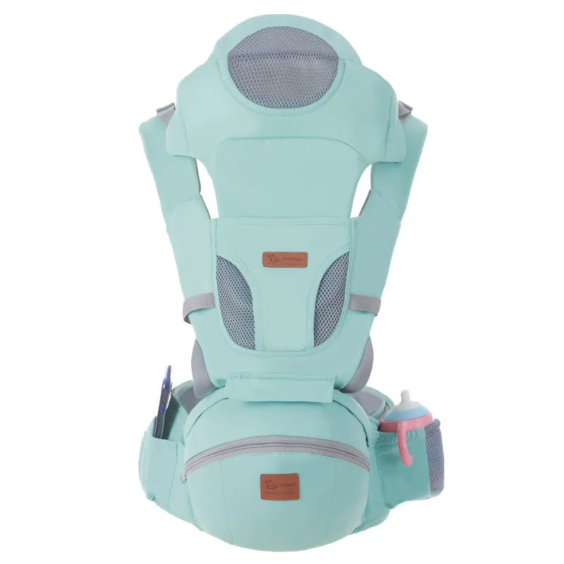 Ergonomic baby carrier 0-48 months with hipseat, front facing mode, polyester construction, 15kg capacity