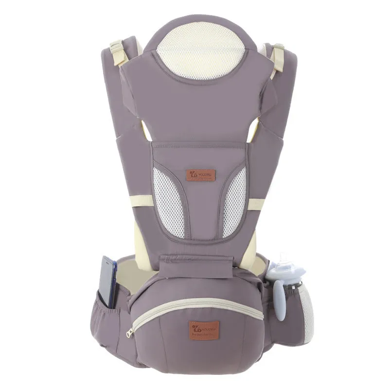 Ergonomic baby carrier 0-48 months with hipseat, front facing mode, polyester construction, 15kg capacity