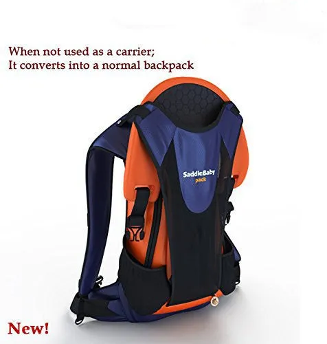 Hands-free shoulder carrier with cushioned hip seat and ankle straps in backpack style for toddler aged 2-5 years