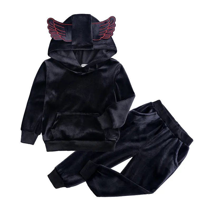 Baby boy girl winter cotton Korean-style children's underwear set with ear hat in pink