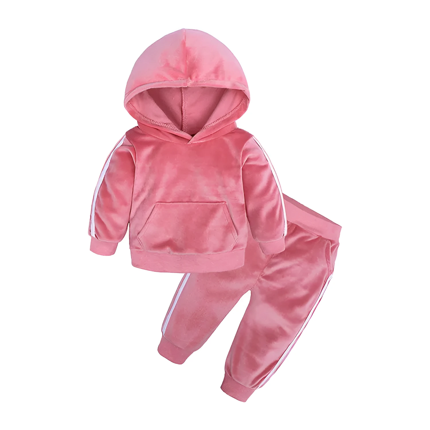 Baby boy girl winter cotton Korean-style children's underwear set with ear hat in pink