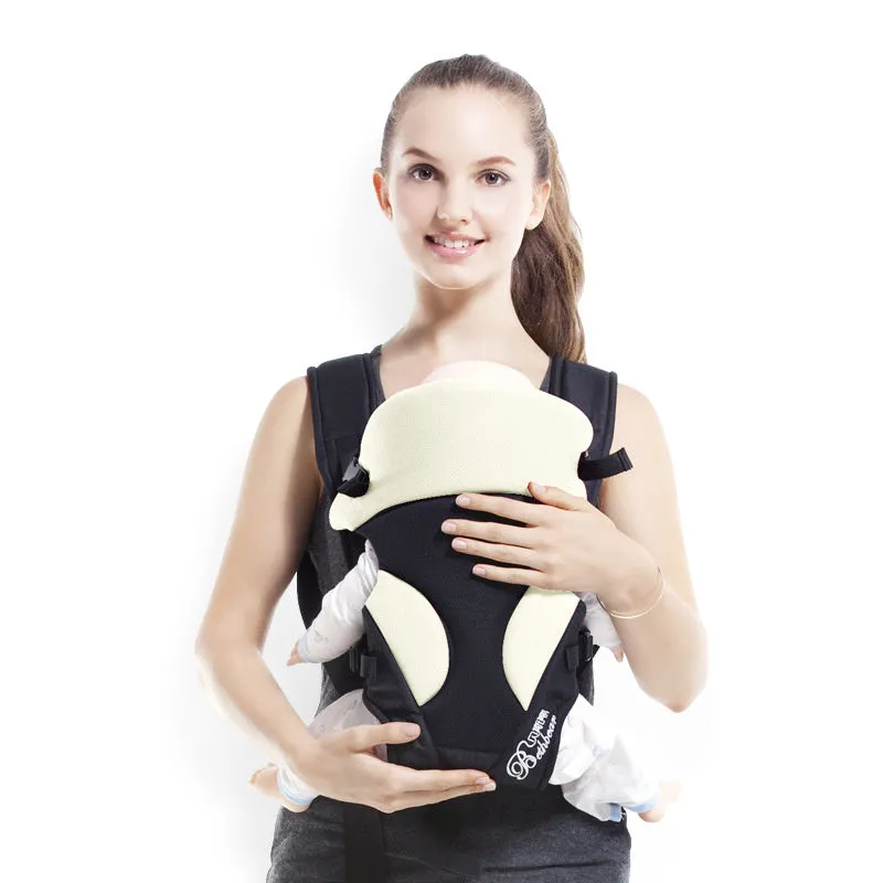 Multifunctional baby carrier in claret colour with shoulder strap and horizontal hug carry position