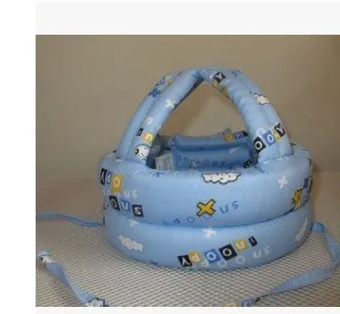 Baby anti collision hat with high-density sponge padding, adjustable headband, breathable cotton outer, colourful design