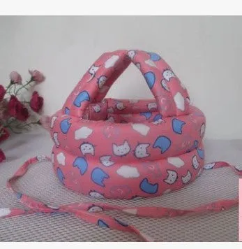 Baby anti collision hat with high-density sponge padding, adjustable headband, breathable cotton outer, colourful design