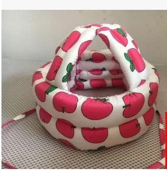 Baby anti collision hat with high-density sponge padding, adjustable headband, breathable cotton outer, colourful design