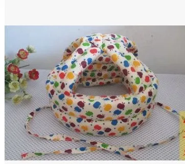 Baby anti collision hat with high-density sponge padding, adjustable headband, breathable cotton outer, colourful design