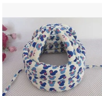 Baby anti collision hat with high-density sponge padding, adjustable headband, breathable cotton outer, colourful design