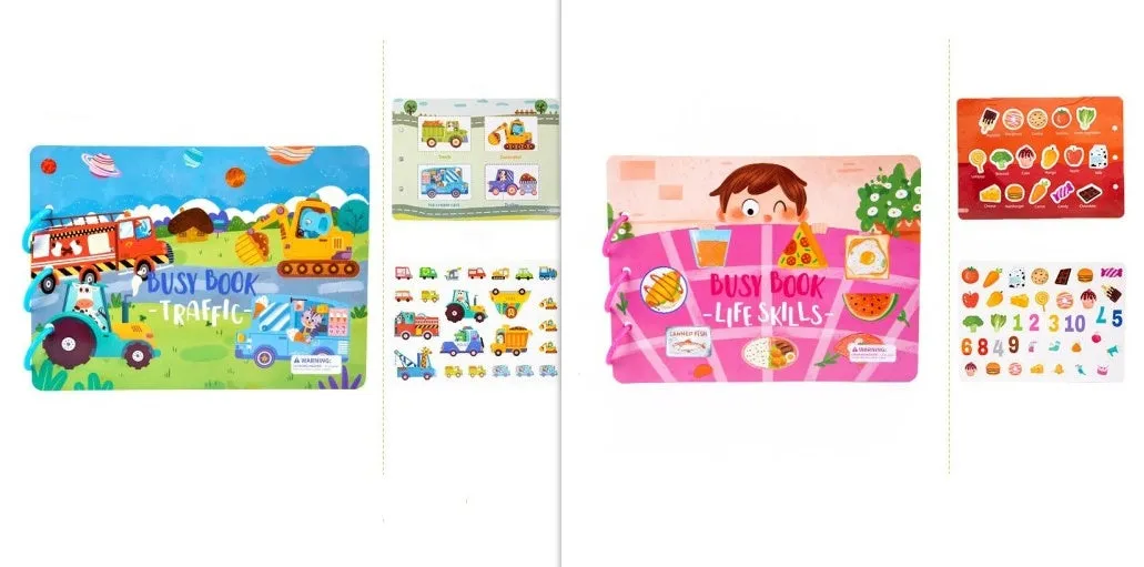 Children's busy book paper puzzle 30.5x21.7x3.3cm with repeated paste design, farm model
