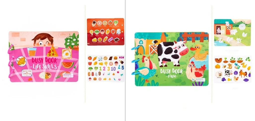 Children's busy book paper puzzle 30.5x21.7x3.3cm with repeated paste design, farm model