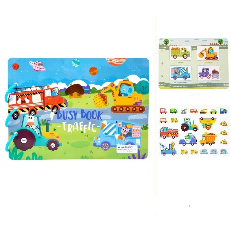 Children's busy book paper puzzle 30.5x21.7x3.3cm with repeated paste design, farm model