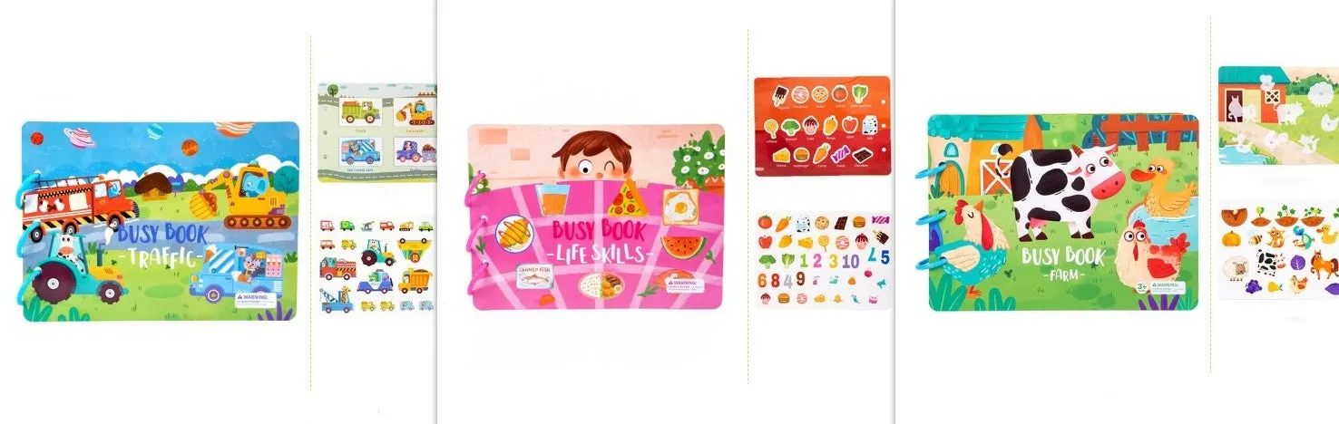 Children's busy book paper puzzle 30.5x21.7x3.3cm with repeated paste design, farm model