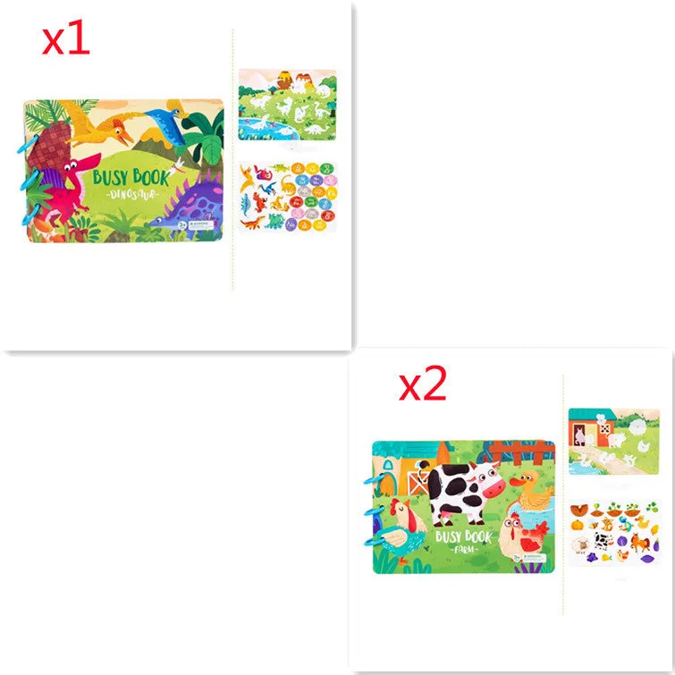 Children's busy book paper puzzle 30.5x21.7x3.3cm with repeated paste design, farm model
