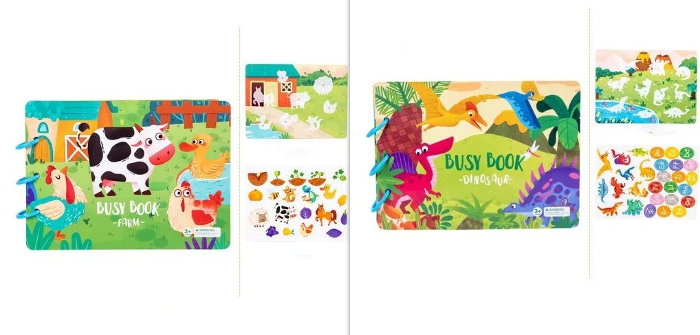 Children's busy book paper puzzle 30.5x21.7x3.3cm with repeated paste design, farm model