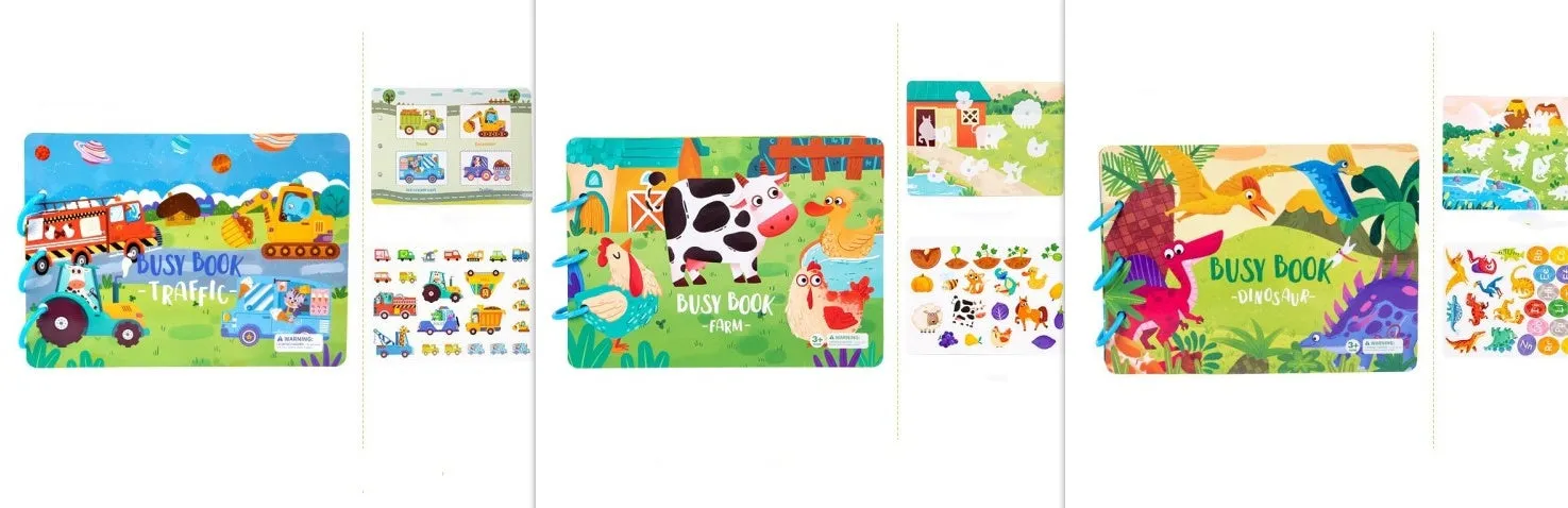 Children's busy book paper puzzle 30.5x21.7x3.3cm with repeated paste design, farm model