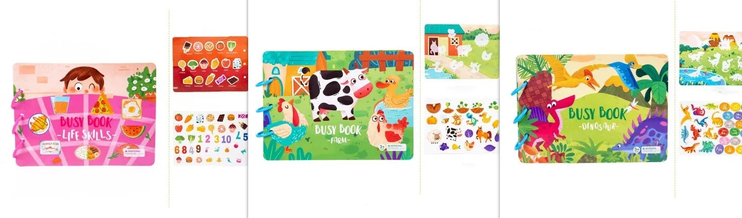 Children's busy book paper puzzle 30.5x21.7x3.3cm with repeated paste design, farm model