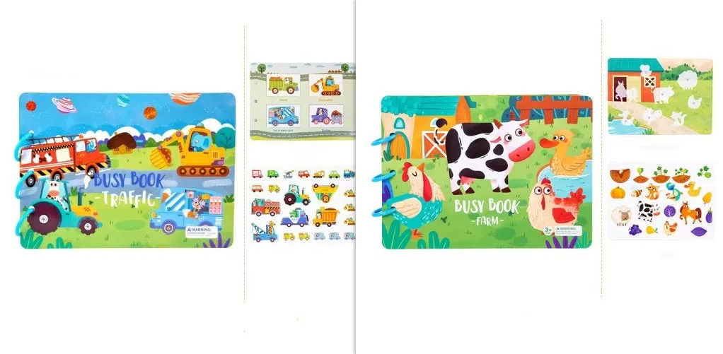 Children's busy book paper puzzle 30.5x21.7x3.3cm with repeated paste design, farm model