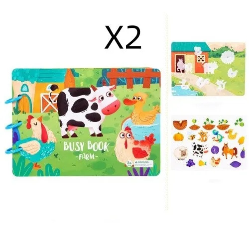 Children's busy book paper puzzle 30.5x21.7x3.3cm with repeated paste design, farm model