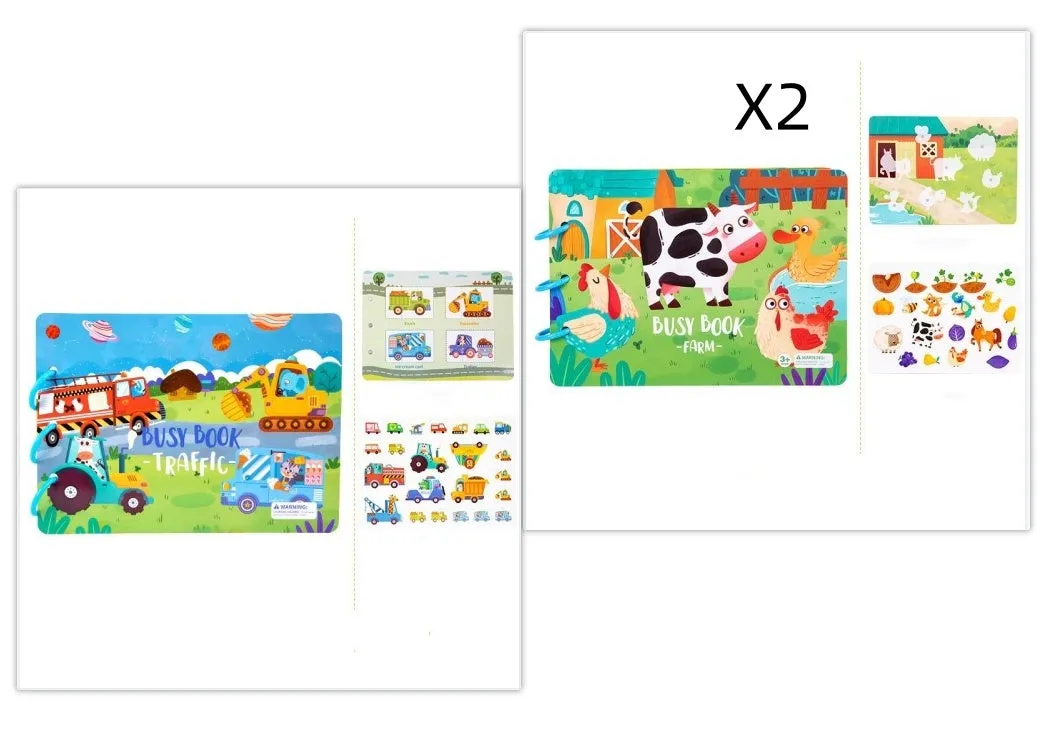 Children's busy book paper puzzle 30.5x21.7x3.3cm with repeated paste design, farm model