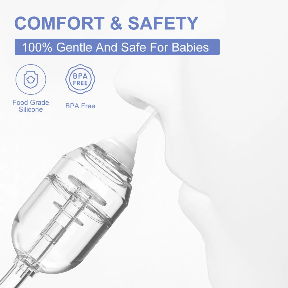 White plastic electric nasal aspirator with catheter tip for baby nasal cavity cleaning