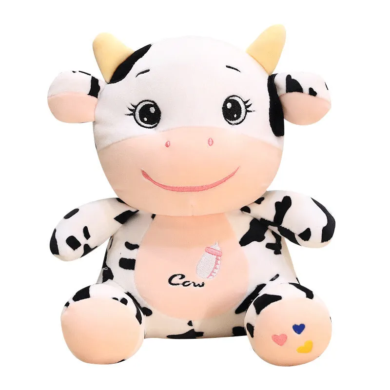 Super soft short plush baby cow doll with PP cotton filling, 22cm or 26cm height, cute MengMeng design