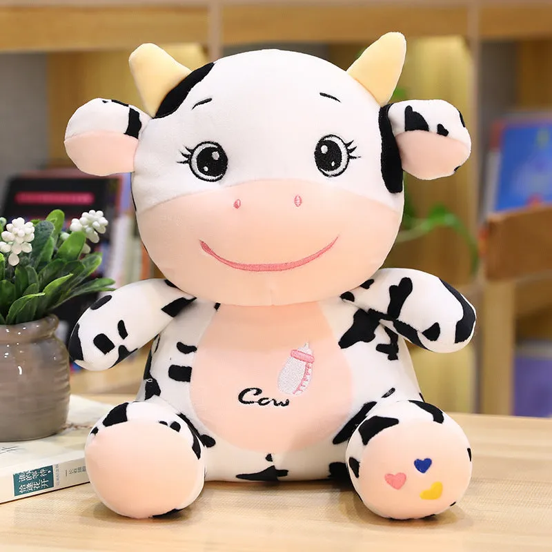 Super soft short plush baby cow doll with PP cotton filling, 22cm or 26cm height, cute MengMeng design