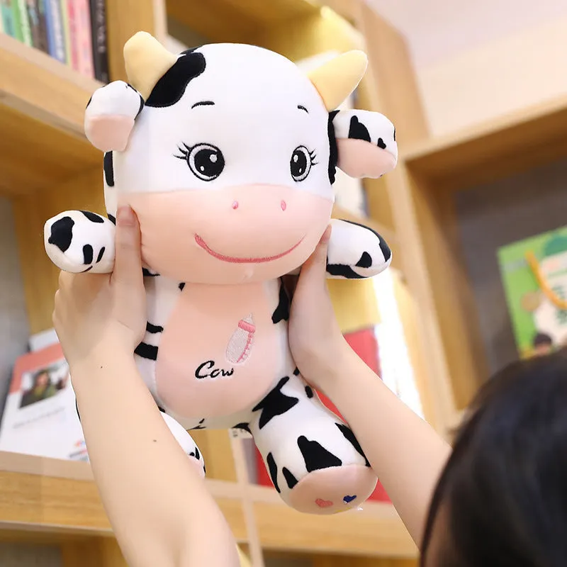 Super soft short plush baby cow doll with PP cotton filling, 22cm or 26cm height, cute MengMeng design