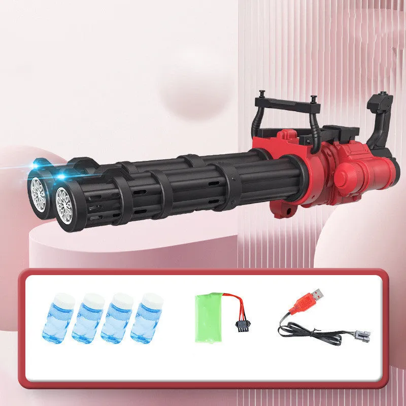 Super big double-tube bubble gun machine with colourful lights and bubble solution for children outdoor party