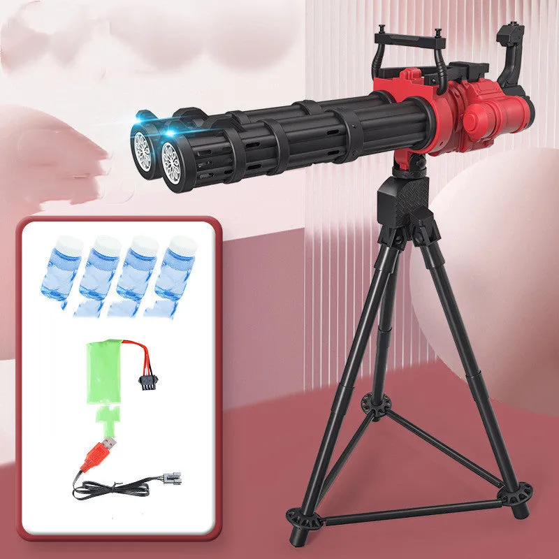 Super big double-tube bubble gun machine with colourful lights and bubble solution for children outdoor party