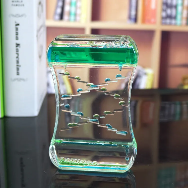 Creative Cruise fluid liquid quicksand timer in blue green, handmade resin desk ornament