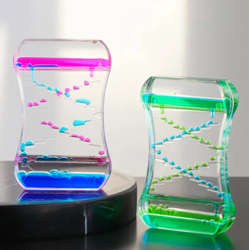 Creative Cruise fluid liquid quicksand timer in blue green, handmade resin desk ornament
