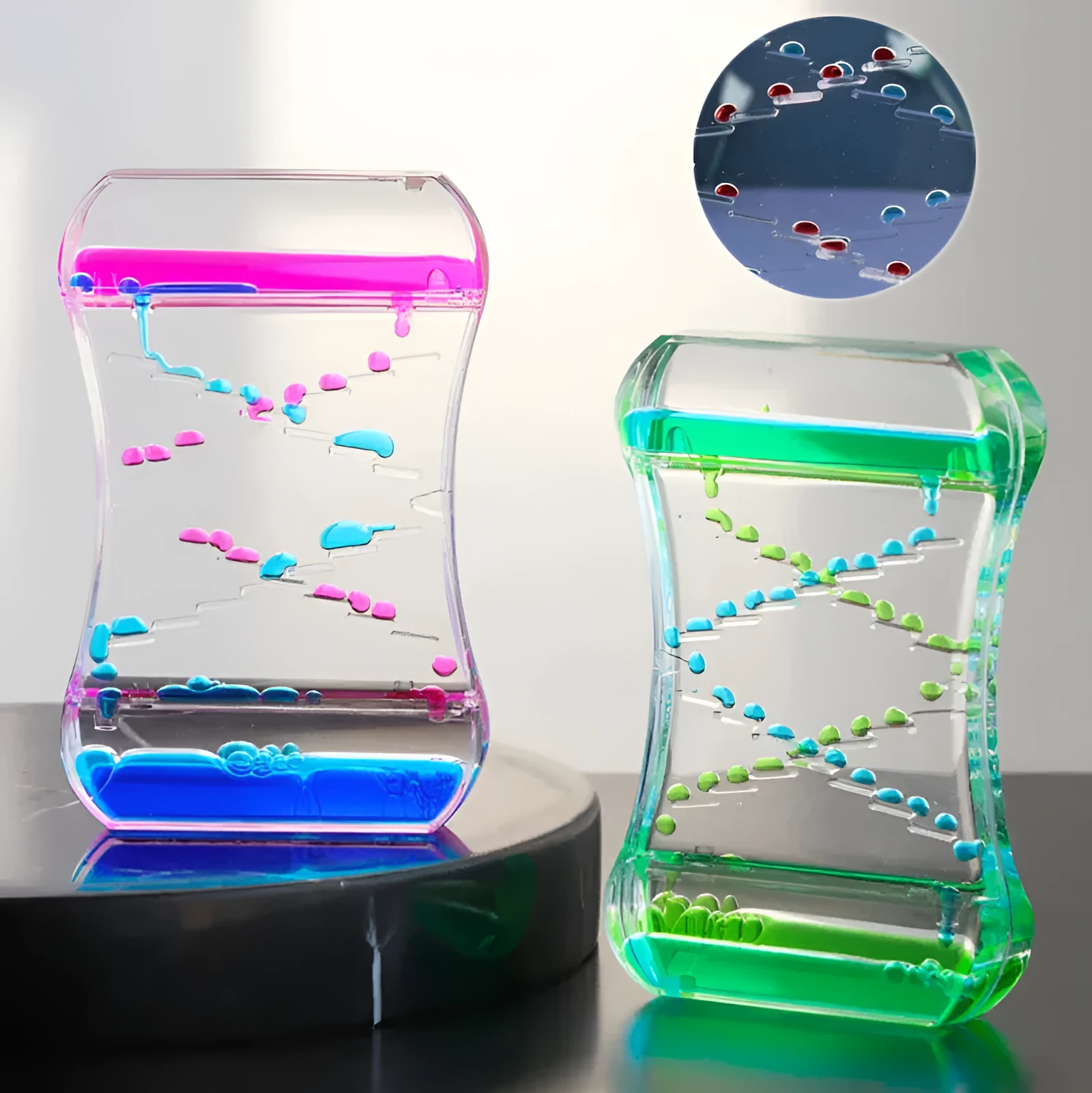 Creative Cruise fluid liquid quicksand timer in blue green, handmade resin desk ornament