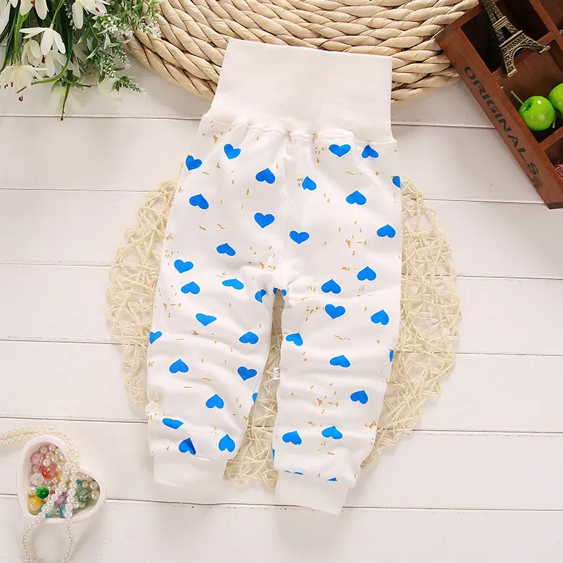 Baby cotton pants solid colour high waist rubber belt leggings 98% cotton soft treatment beige