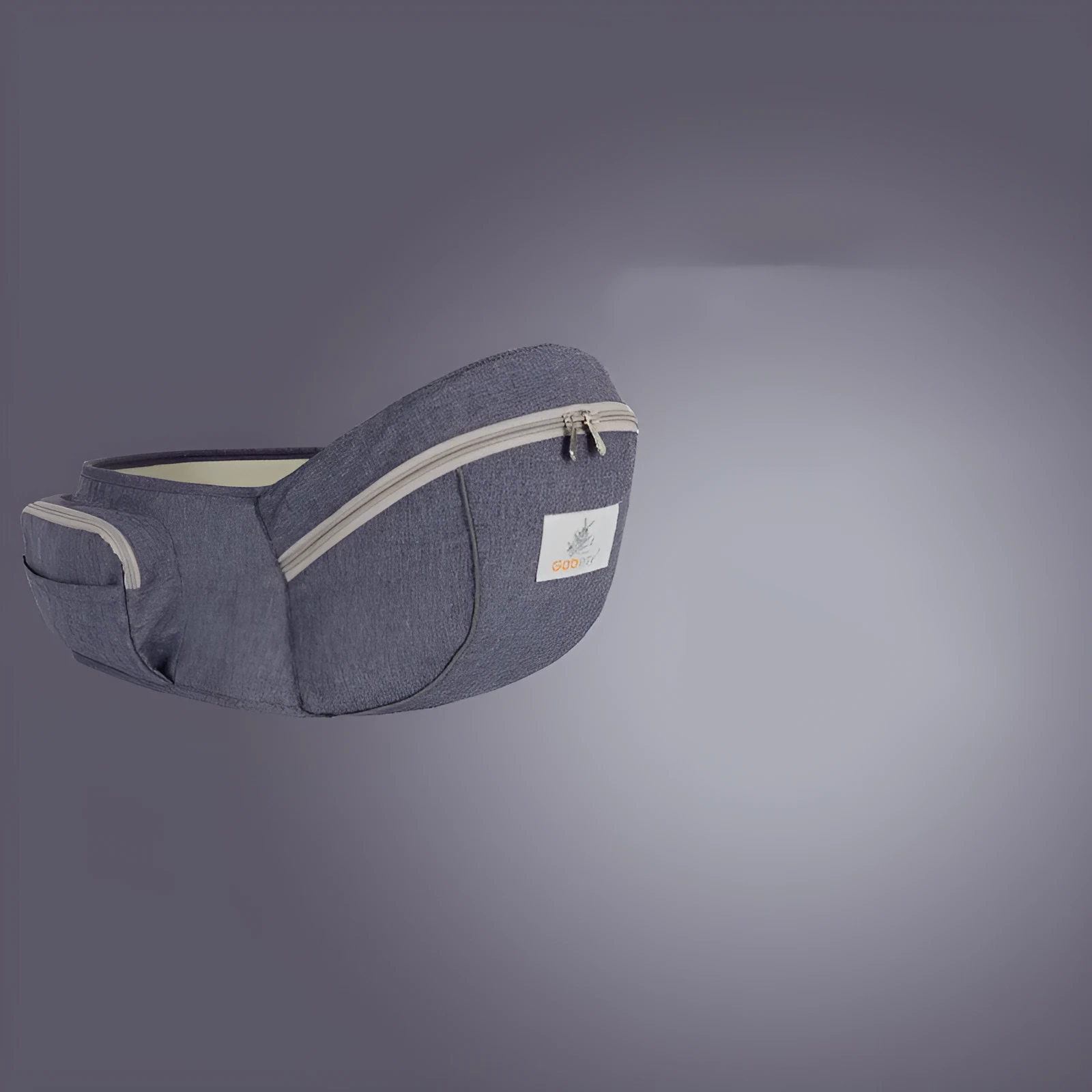 Baby carrier waist stool in grey for children 0-36 months, 20kg load capacity, cationic fabric