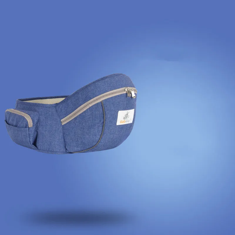 Baby carrier waist stool in grey for children 0-36 months, 20kg load capacity, cationic fabric