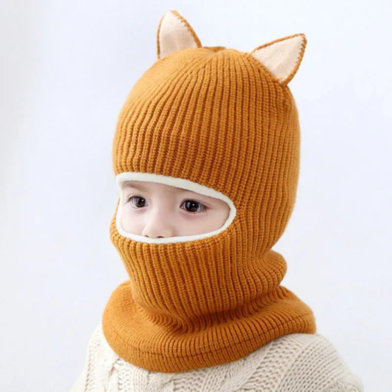Baby winter scarf hat set in neutral monochrome wool with plus velvet lining for 2-5 year olds
