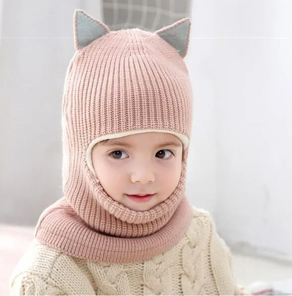 Baby winter scarf hat set in neutral monochrome wool with plus velvet lining for 2-5 year olds
