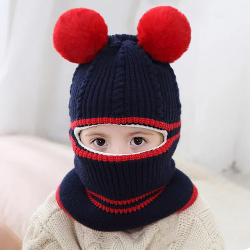 Baby winter scarf hat set in neutral monochrome wool with plus velvet lining for 2-5 year olds
