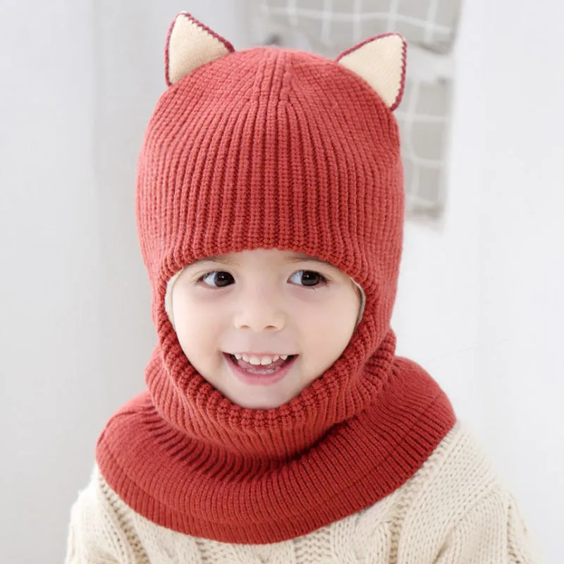 Baby winter scarf hat set in neutral monochrome wool with plus velvet lining for 2-5 year olds